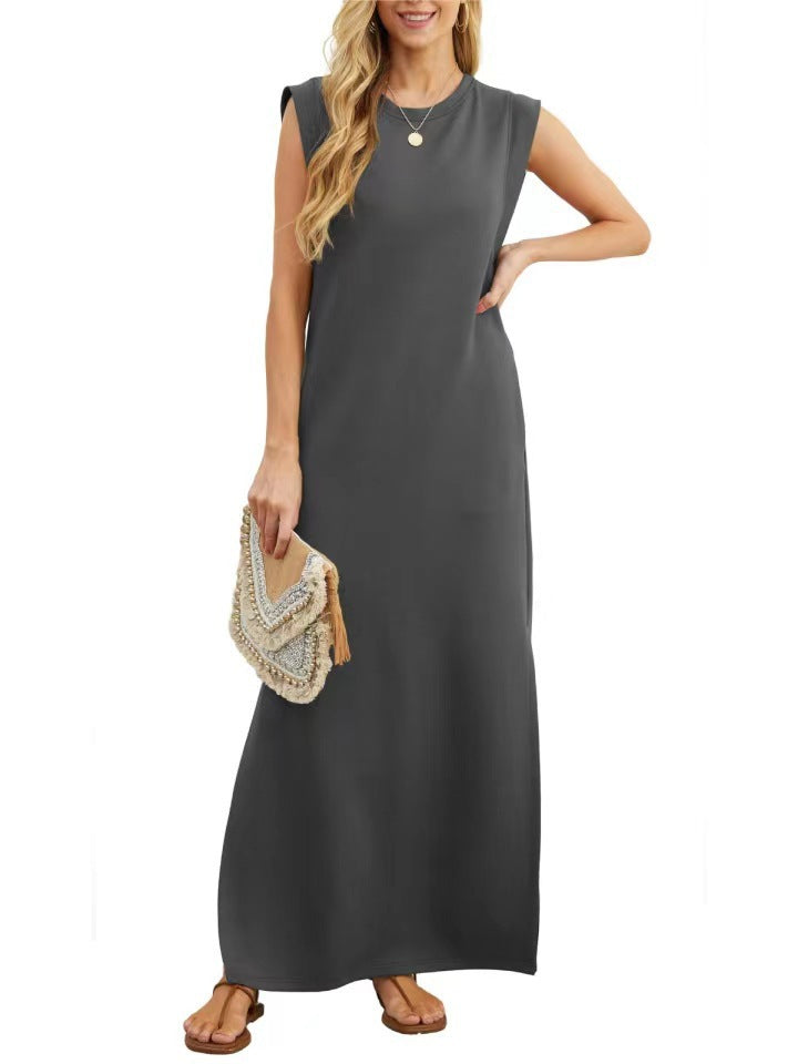 Damen komfortables Maxi-Kleid aus weichem Material mit schmalem Schnitt Drune