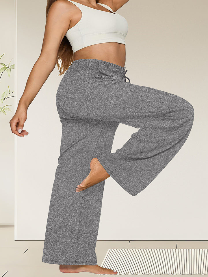 Damen Weite High-Waist Yogahose mit Leopardenmuster und Kordelzug Drune