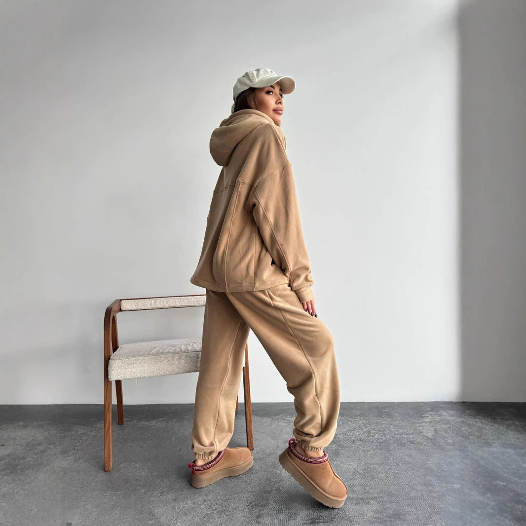 Damen Oversize-Fleece-Hoodie mit Kapuze und taillierter Tapered-Jogginghose Drune