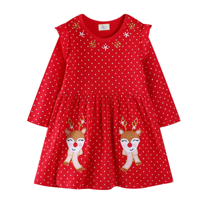Mädchen Freizeitkleid mit festlichem Rentier-Design Drune