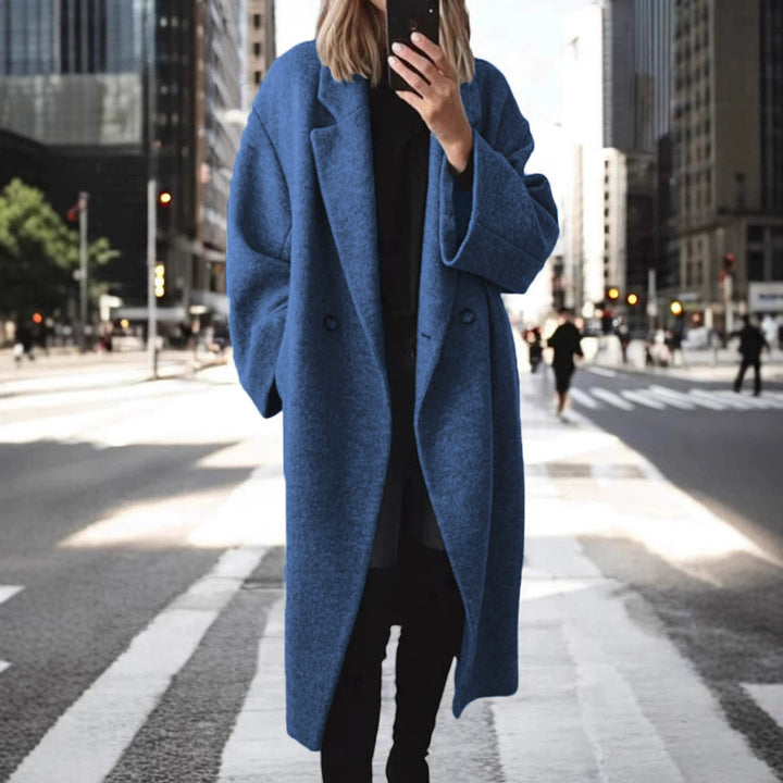 Damen Oversized Wollmantel mit elegantem Schnitt und praktischen Taschen Drune