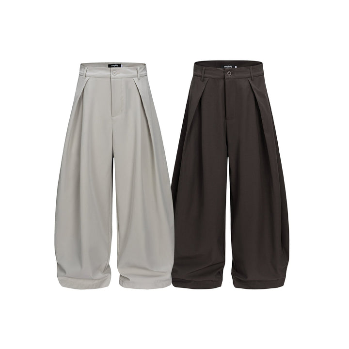 Damen Weite Culotte-Hose mit hoher Leibhöhe, Kellerfalten und verkürztem Saum Drune