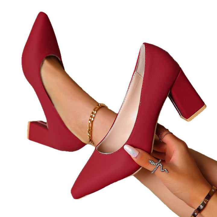 Damen Elegante Pumps mit modischem Blockabsatz und spitzem Design Drune
