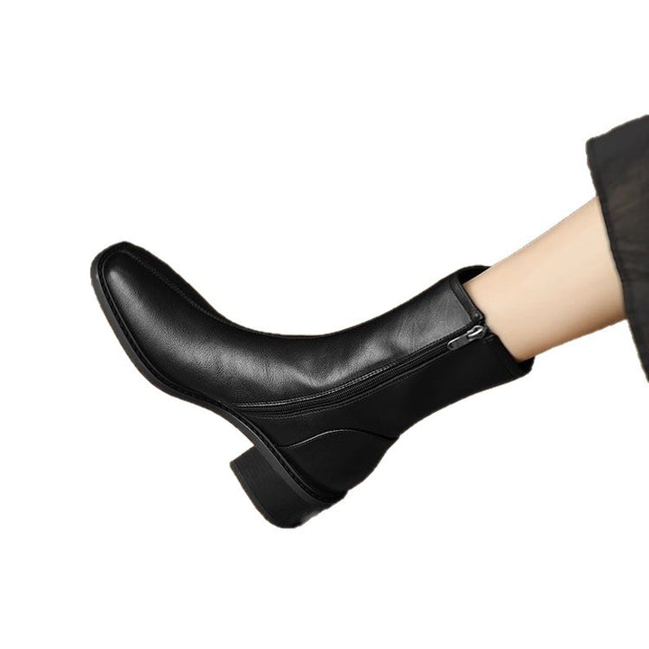 Damen Elegante Stiefeletten mit schmalem Fuß und Blockabsatz Drune