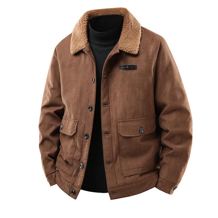 Herren Canvasjacke mit Teddykragen und aufgesetzten Taschen Drune