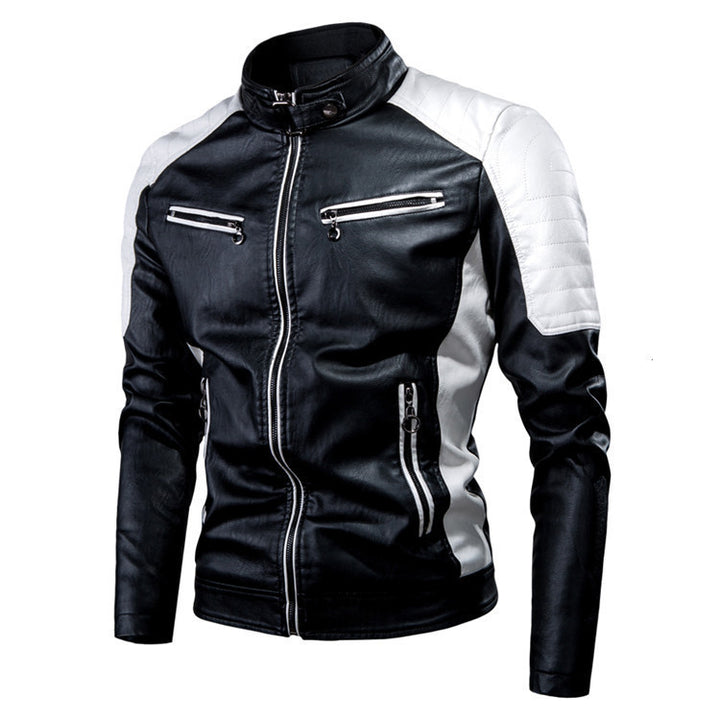 Herren Kunstleder-Pilotenblouson im Rennsportstil mit gesteppter Schulterpartie Drune