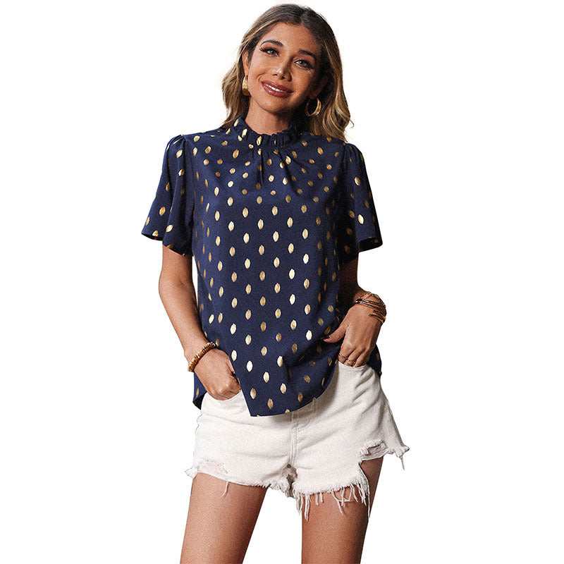 Damen Bluse mit geschmackvollem Punktedesign und eleganten Puffärmeln Drune