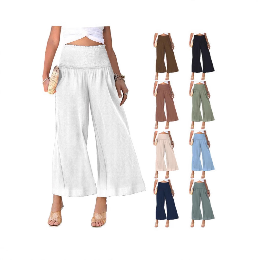 Damen weite Culotte-Hose mit elastischem Bund und seitlichen Eingrifftaschen Drune