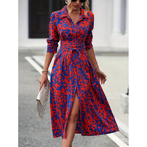 Damen Maxikleid mit eleganter Wickeloptik und raffinierten Blumendetails Drune