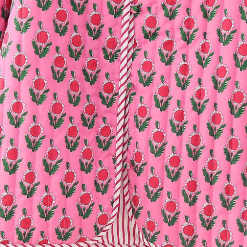 Damen Wattierte Jacke mit Blumenprint und gestreiften Paspeln Drune