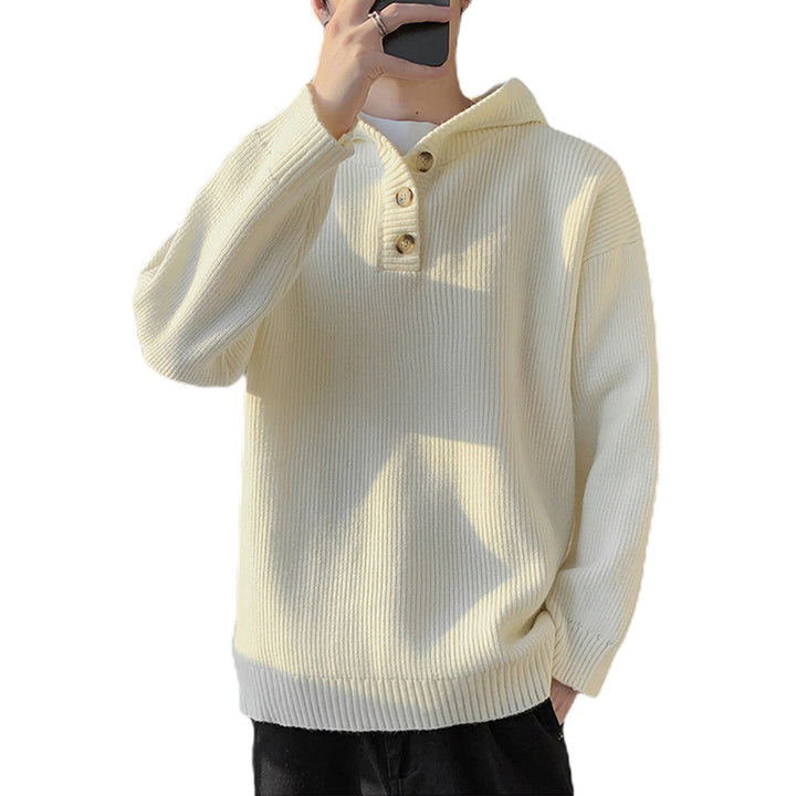 Herren Gemütlicher Hoodie mit Knopfdetails und Rippenstruktur Drune