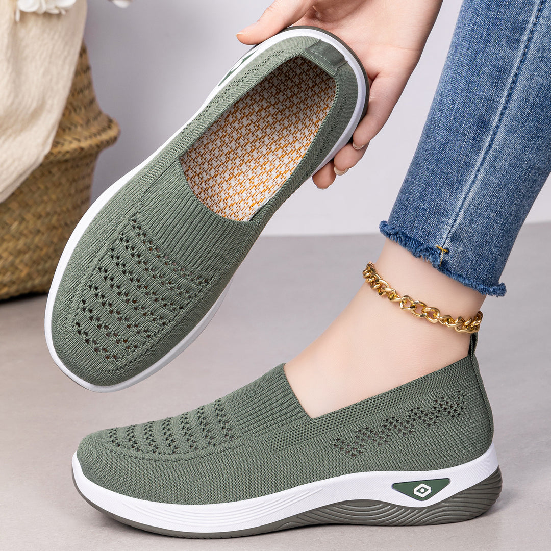 Damen nan nahtloser atmungsaktiver Strick-Slip-On Comfort-Walking-Schuh Drune