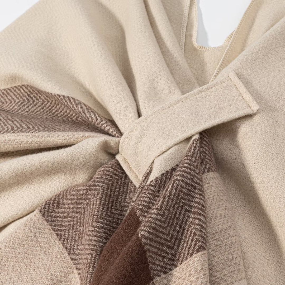 Damen eleganter und kuscheliger Poncho mit modischem Muster Drune