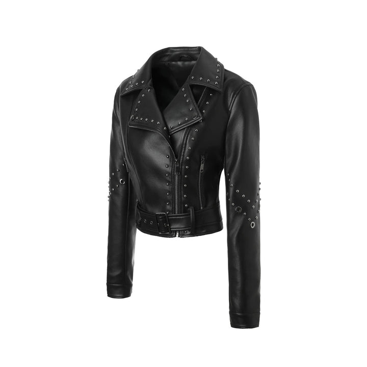 Damen Modische Bikerjacke mit Nieten Drune