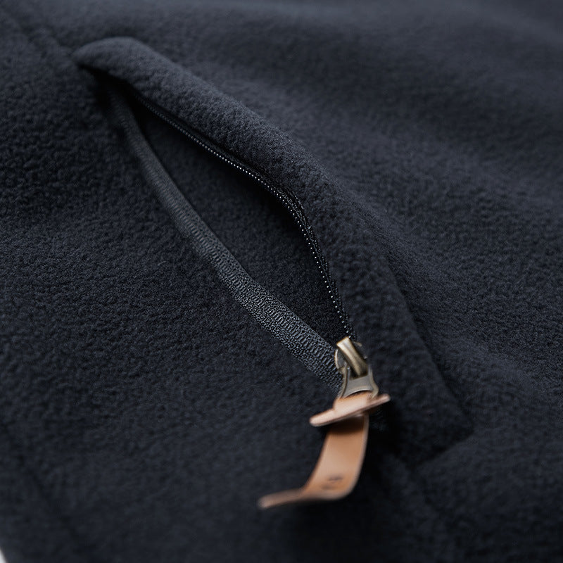 Herren Hochflor-Fleecejacke mit Sherpa-Innenfutter, Stehkragen und verdeckten Reißverschlusstaschen Drune