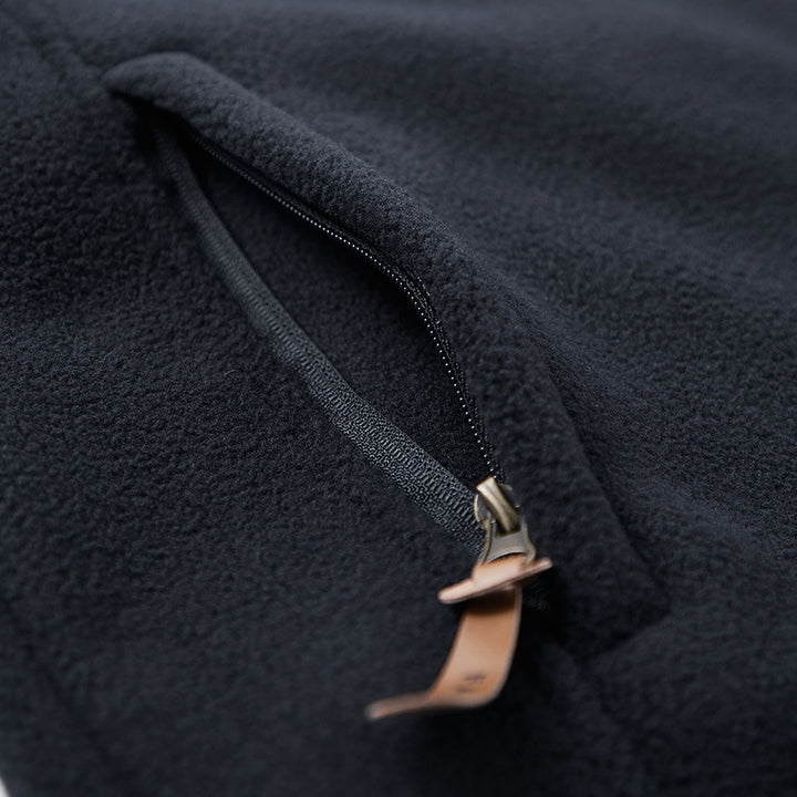 Herren Hochflor-Fleecejacke mit Sherpa-Innenfutter, Stehkragen und verdeckten Reißverschlusstaschen Drune