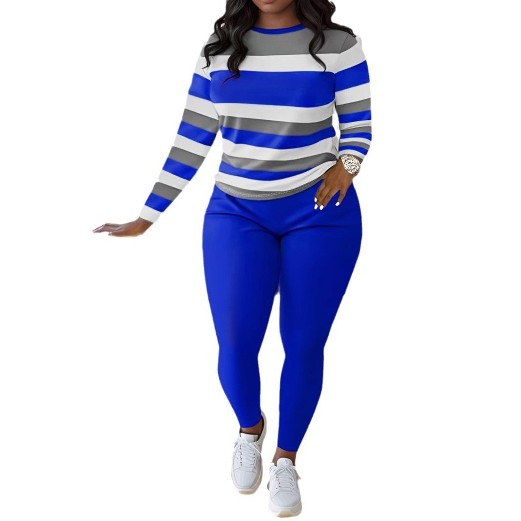 Damen Sportliches Langarmshirt mit modernen Streifen und bequemer Passform Drune