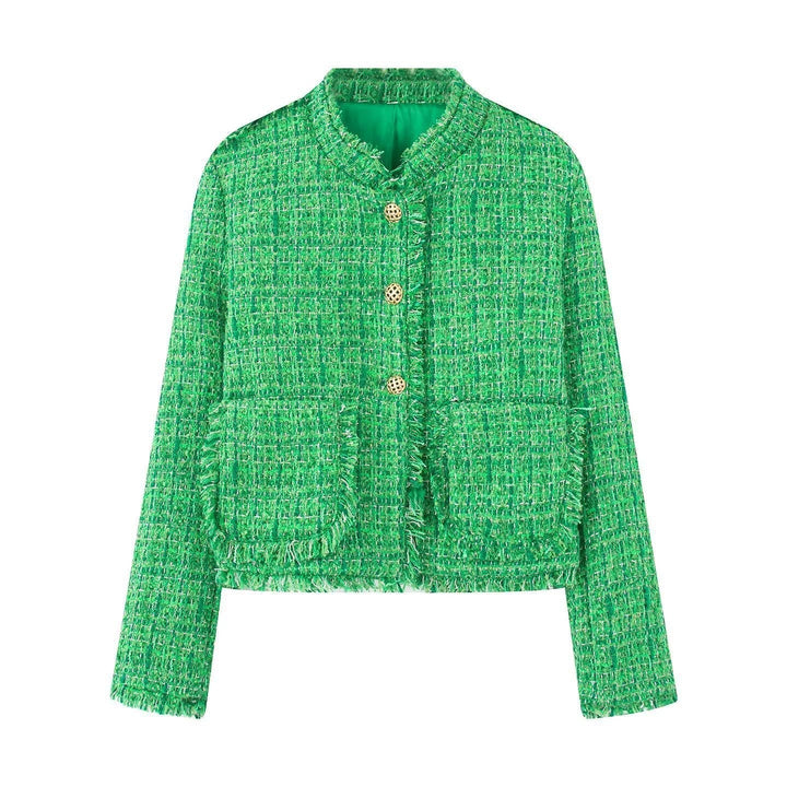 Drune | Damen Stilvolle Kurze Jacke Strukturiertes Tweed