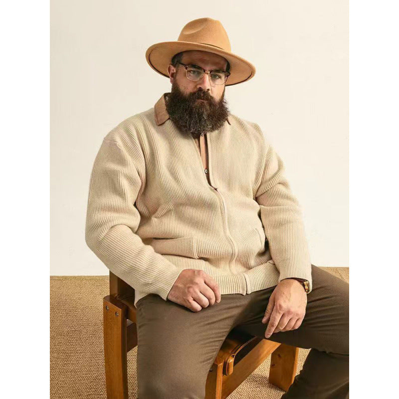 Unisex Oversized Boxy-Strickjacke mit verdecktem Reißverschluss und breiter Rippenstruktur Drune