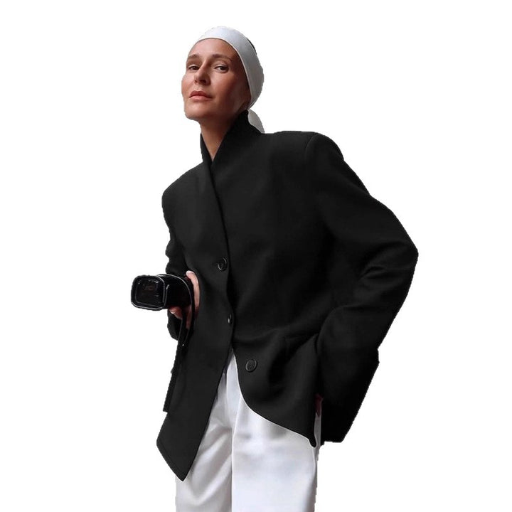 Damen Modischer Oversized Blazer mit strukturiertem Kragen und eleganten Knopfdetails Drune
