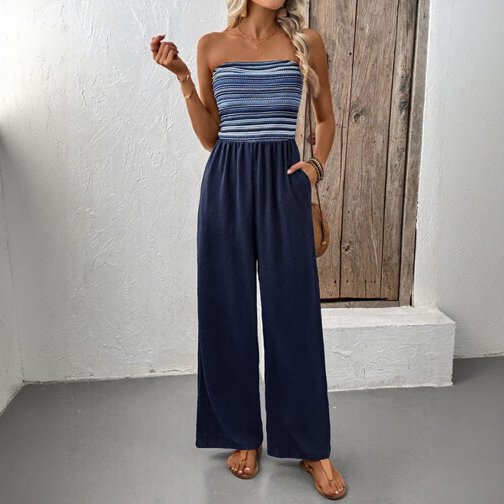 Damen Jumpsuit mit weitem Bein und elastischem Oberteil Drune