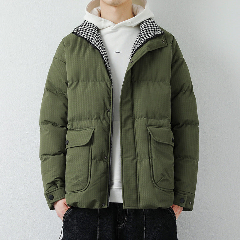 Herren Modische Pufferjacke mit Karokragen Drune