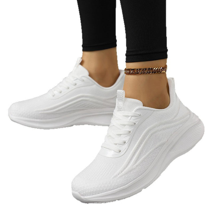 Damen Atmungsaktive Strick-Schnürsneaker mit ergonomischer Wedge-Dämpfung Drune
