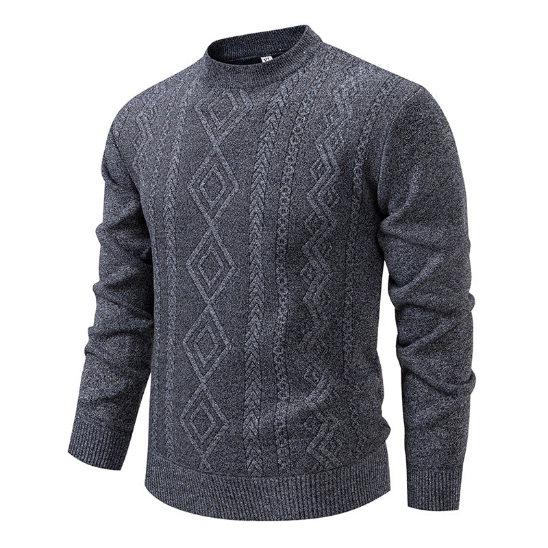 Herren nan gestrickter Rundhalspullover mit Rautenmuster und feinem Strukturstrick Drune