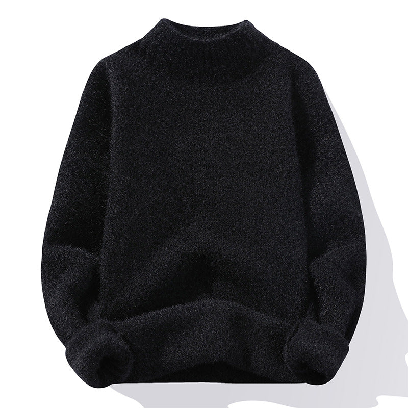 Herren Oversize-Feinstrickpullover mit hohem geripptem Kragen und melierter Struktur Drune
