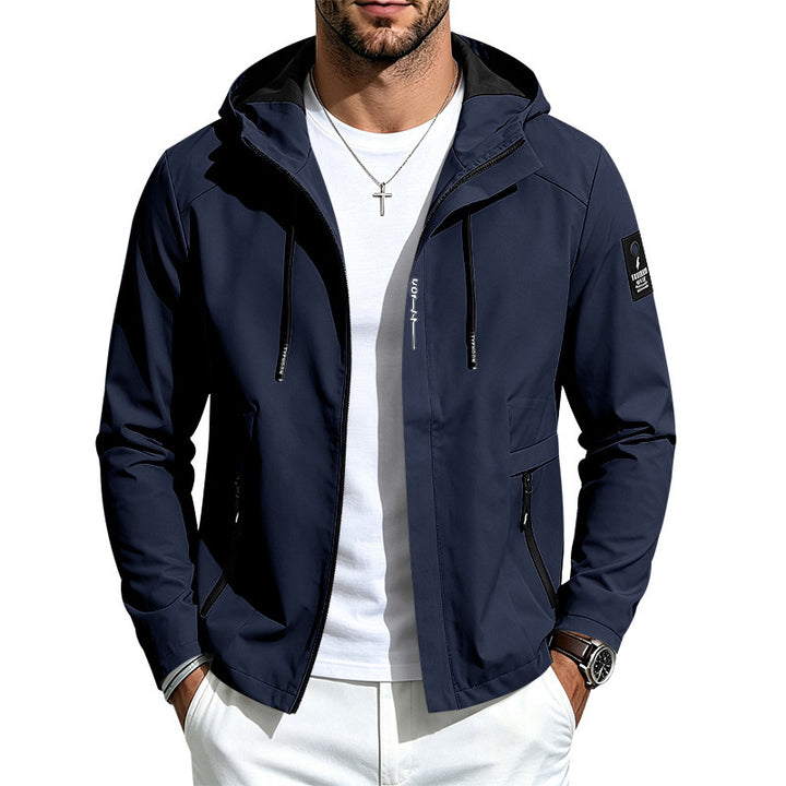 Herren Wasserdichte Softshell-Jacke mit Kapuze und Reißverschluss-Taschen Drune