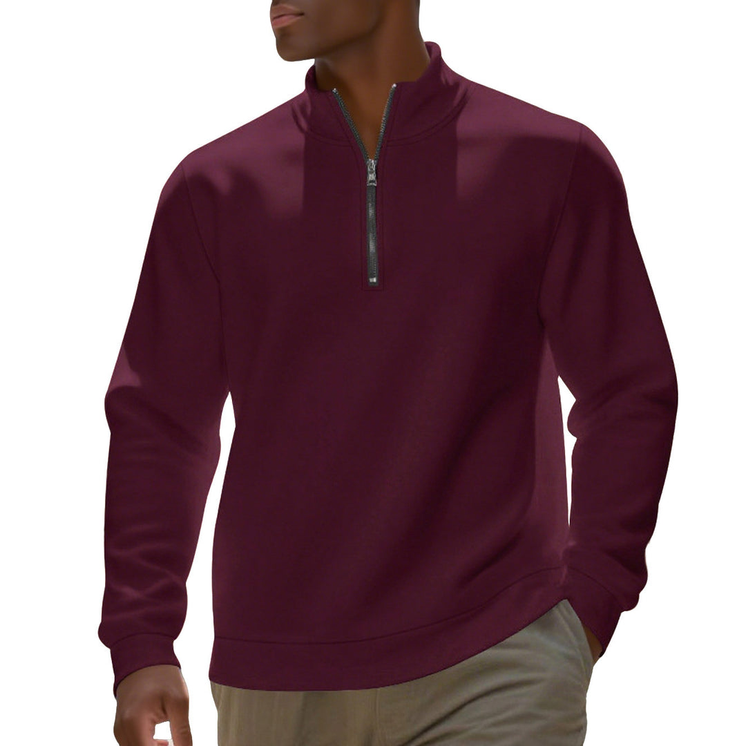 Herren nan Halbzip-Sweatshirt aus Baumwollmix mit Stehkragen, weichem Innenfutter und Rippbündchen Drune