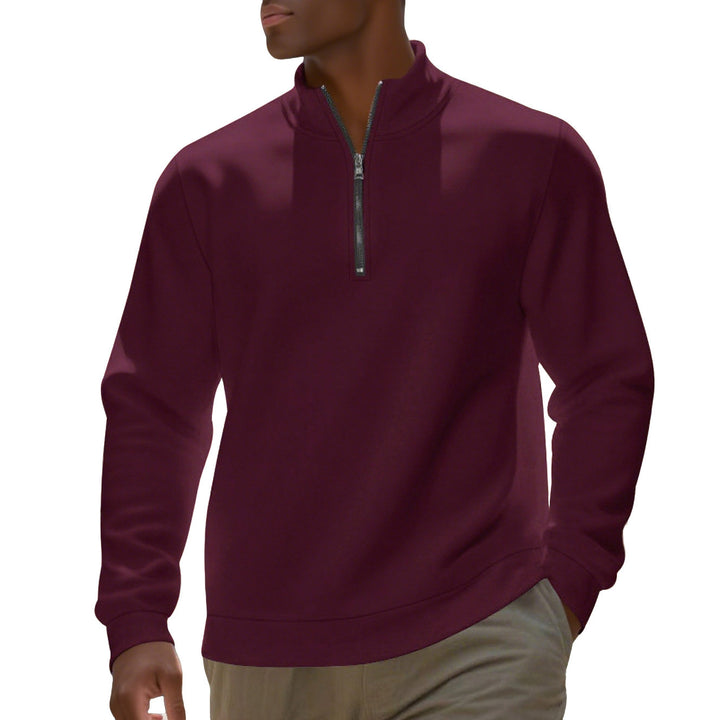 Herren nan Halbzip-Sweatshirt aus Baumwollmix mit Stehkragen, weichem Innenfutter und Rippbündchen Drune