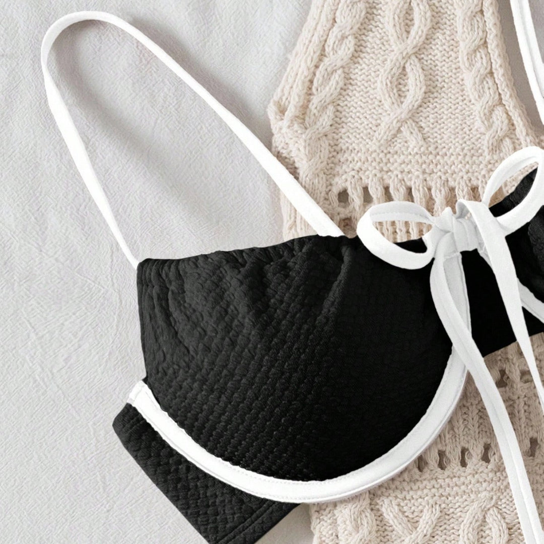 Damen Bikiniset mit feinem Wellenmuster und verstellbaren Trägern Drune