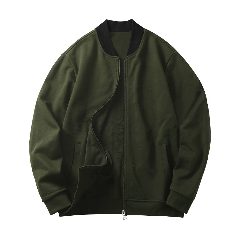 Herren Minimalistische Bomberjacke mit durchgehendem Reißverschluss, geripptem Stehkragen & Eingrifftaschen Drune