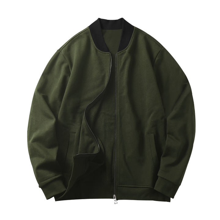 Herren Minimalistische Bomberjacke mit durchgehendem Reißverschluss, geripptem Stehkragen & Eingrifftaschen Drune