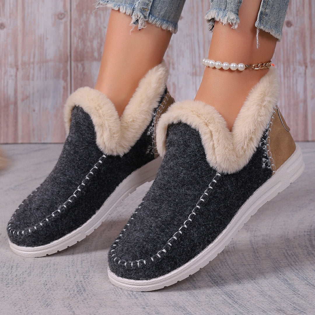 Damen Gefütterte Filz-Mules mit Teddyfutter und ergonomischer Gummisohle Drune