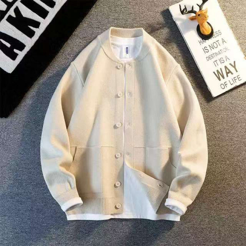 Unisex Feinstrick-Cardigan mit Rundhals, aufgesetzten Taschen und Rippbündchen Drune