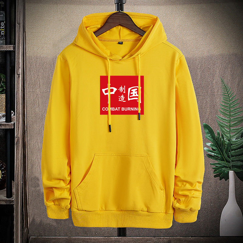 Herren lässiges Kapuzen‑Sweatshirt mit Kängurutasche und Statement‑Print Drune