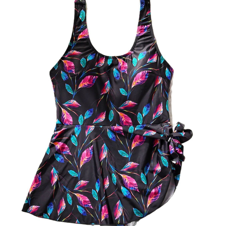 Damen Einteiler-Badeanzug mit floralem Design und Wickelrock Drune