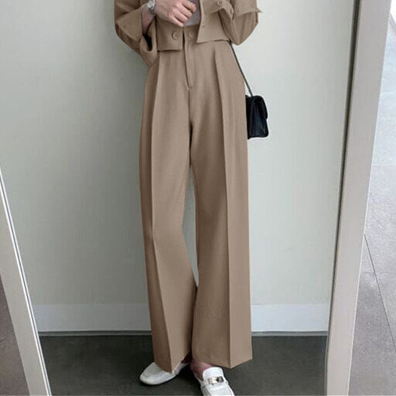 Damen Weit geschnittene Hochtaillierte Hose Drune
