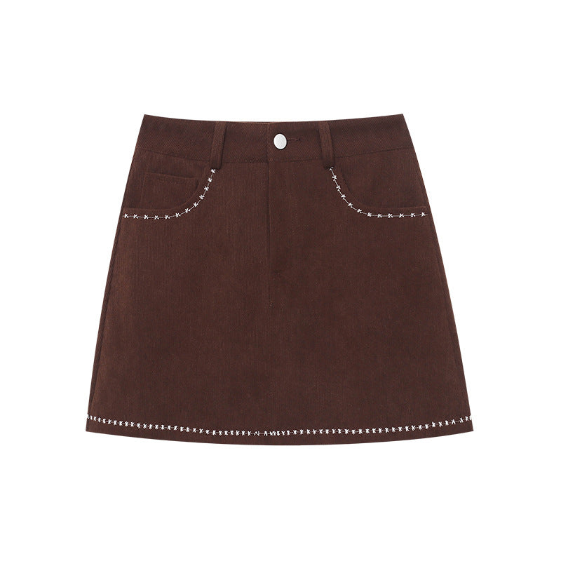 Damen lässige Hemdbluse mit Knopfleiste und gesticktem Detail Drune