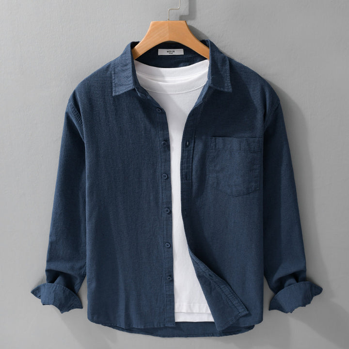 Herren Soft‑Touch Baumwollmix Overshirt im Layering‑Look mit Brusttasche Drune