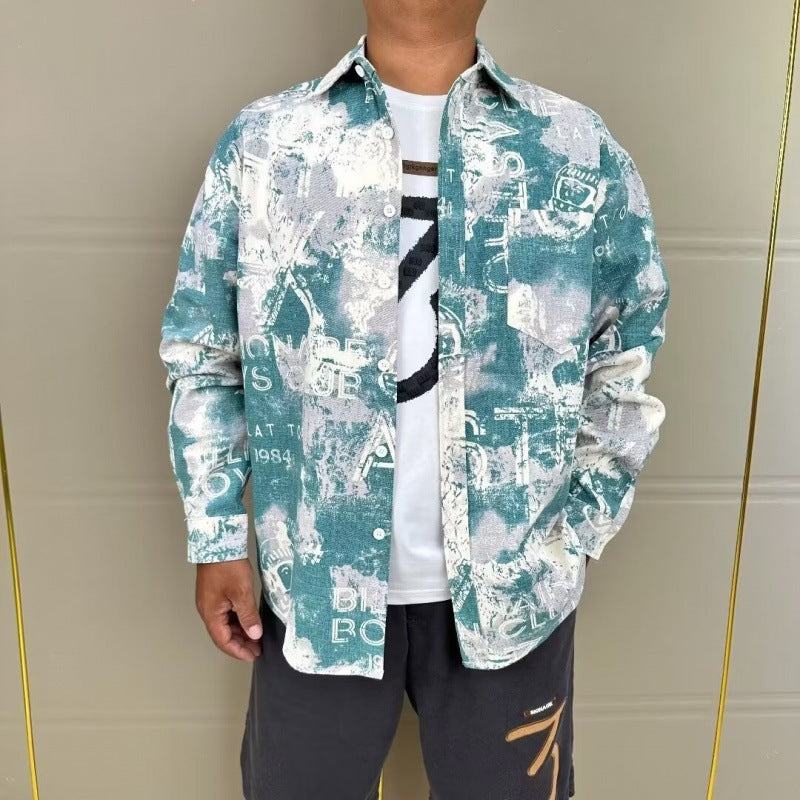 Herren modische Hemdjacke mit kreativen Druckmustern Drune