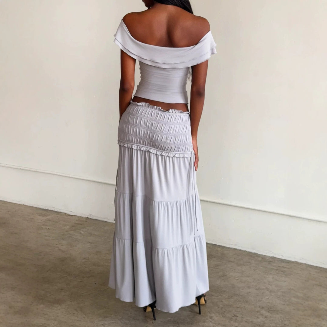 Damen Elegantes Wickeloberteil und maxirock Drune