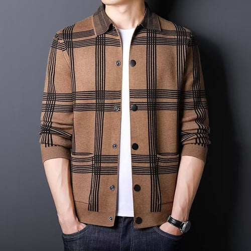 Herren Karierte Strickjacke mit modernem Schnitt Drune