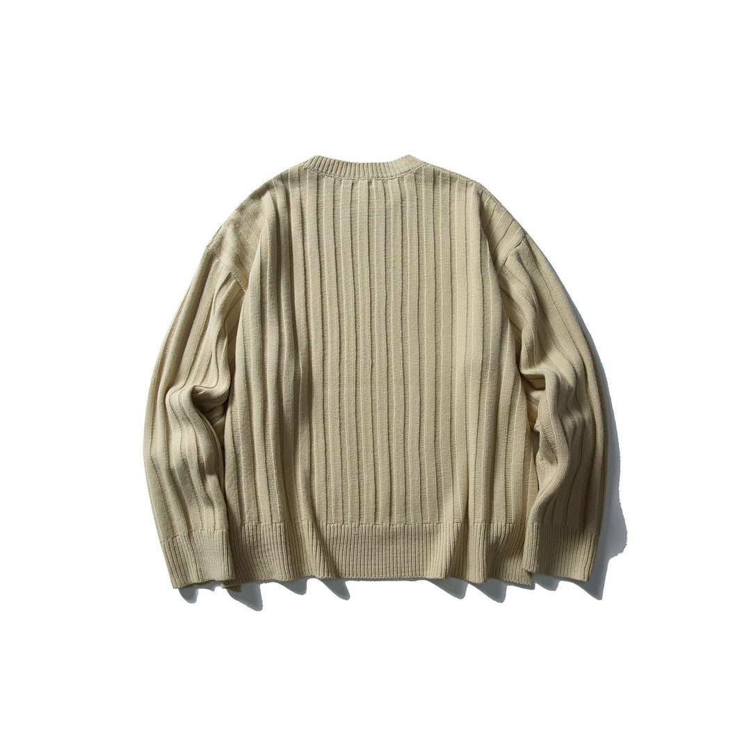 Unisex Grobgerippter Oversize-Pullover mit Rundhalsausschnitt Drune