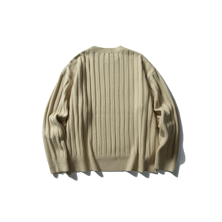 Unisex Grobgerippter Oversize-Pullover mit Rundhalsausschnitt Drune