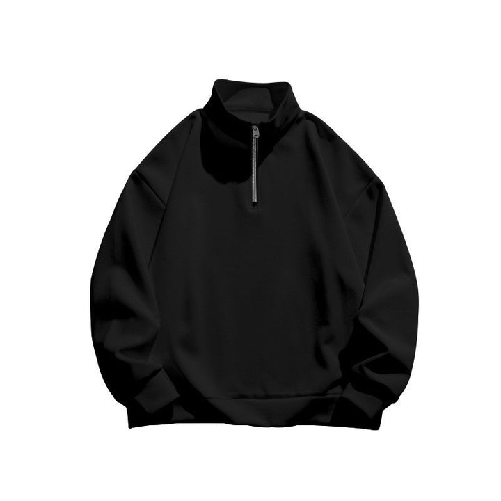 Unisex oversized Sweatshirt mit halbem Reißverschluss und Stehkragen aus weichem Baumwollmix Drune