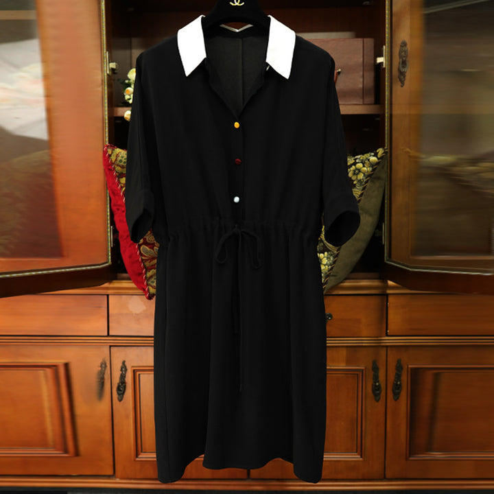 Damen Modisches Hemdkleid mit Taillenzug Drune