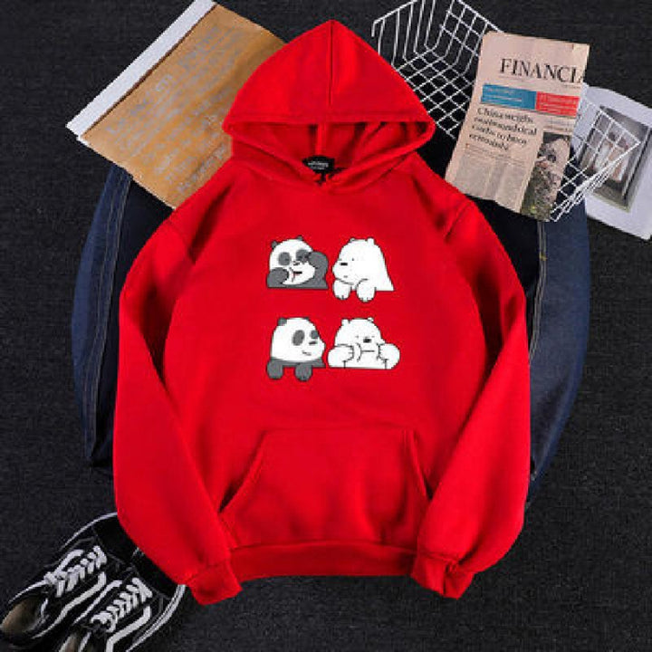 Unisex nan Kapuzenpullover mit niedlichem Comic-Tierprint, Kängurutasche und weichem Fleece-Innenfutter Drune